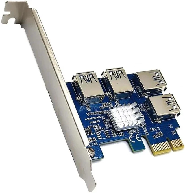 Alt view image 3 of 6 - PCI-E 1 To 4 PCI Express 16X Slot Riser Card PCI-E 1X To External 4 PCI-e Slot Adapter PCIe Multiplier Card For BTC Miner Mining