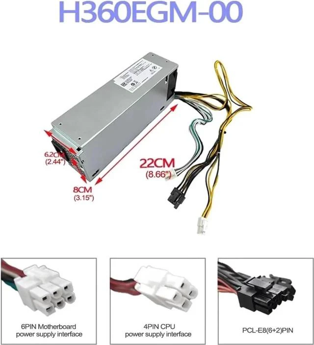 Alt view image 3 of 5 - 360W Power Supply PSU for G5 5090 XPS 8940 7080 H360EGM-00