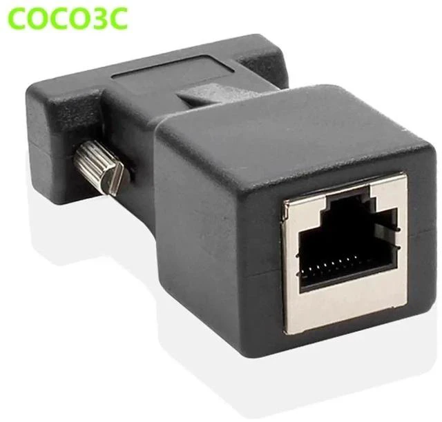 Main image of RS232 COM Female to RJ45 Female Connector Convertor DB9 Serial Port to LAN CAT5 CAT6 RJ45 Network Ethernet Cable Adapter