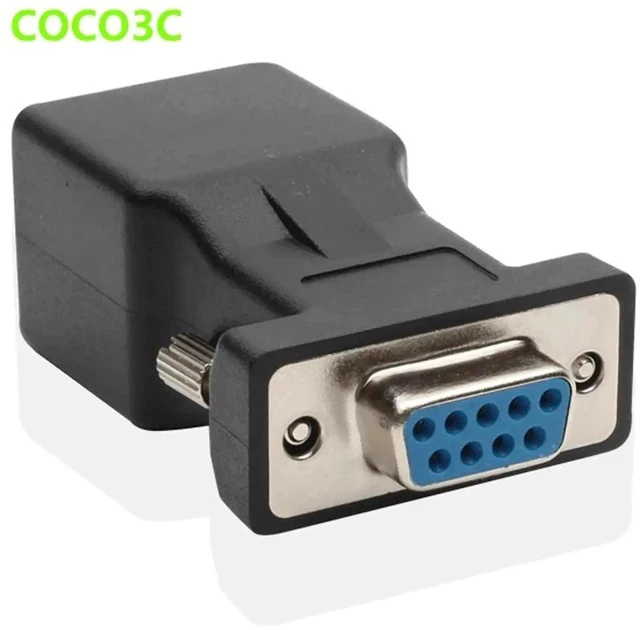 Alt view image 4 of 5 - RS232 COM Female to RJ45 Female Connector Convertor DB9 Serial Port to LAN CAT5 CAT6 RJ45 Network Ethernet Cable Adapter