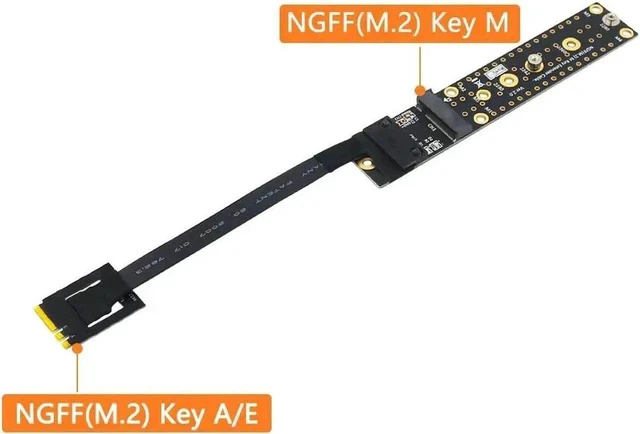 Alt view image 6 of 6 - Add On Card NGFF M.2 Key AE Male To Key M Female Board Adapter with Cable M2 KEY AE to NVME for 2230 2242 2260 2280 M.2 NVME SSD