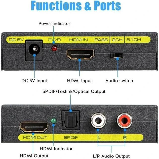 Main image of 4k hdmi to hdmi &R/L& spdif audio with 2.1/5.1ch hdmi audio extractor for Blu-ray DVD Player Sky HD Box PS3 PS4 for Blu-ray DVD Player Sky HD Box PS3 PS4