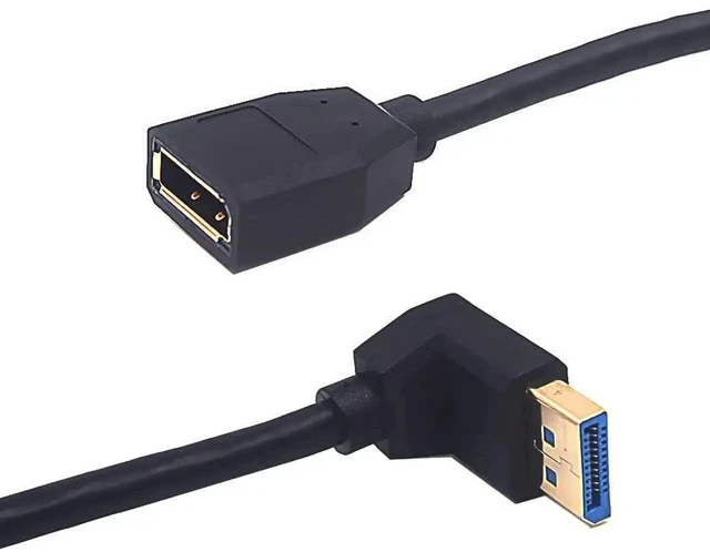 Alt view image 3 of 4 - 2ft 32.4Gbps 8K@60Hz DisplayPort Extension Cable, Down Angle Male to Female DP 1.4 Extender Adapter Ultra HD Cable for HDTV Laptop Monitor Projector PS4 PS5, Support 4K@144Hz 2K@165Hz