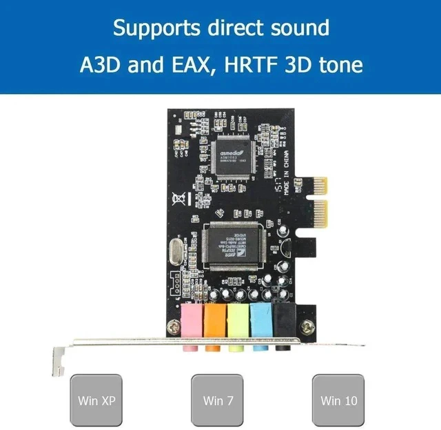 Alt view image 5 of 7 - 5.1 Internal PCIe Sound Card for PC Windows 8 7 with Low Profile Bracket, 3D Stereo PCI-e Audio Card, CMI8738 Chip 32/64 Bit Sound Card PCI Express Adapter