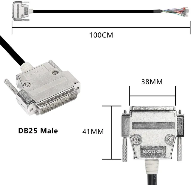 Alt view image 5 of 7 - DB25 Connector Adapter RS232 25 Pin Serial Extension Cable Solderless 25-Pin Port Breakout Replacement Cable with Bare Wire - 1M/3.2Ft (DB25 Male)