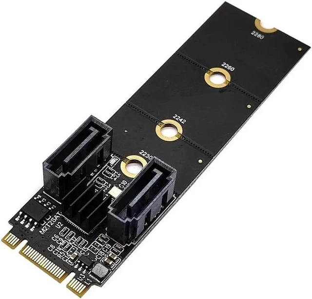 Alt view image 3 of 5 - NGFF M2 NVME to SATA3.0 6Gb Card Adapter M.2 Key-M PCIE NVME to Dual SATA 3.0 Expanion Card Riser Converter JMB582 PCIE 3.0 Chip
