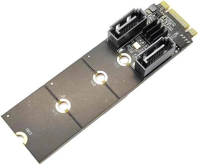 Alt view image 4 of 5 - NGFF M2 NVME to SATA3.0 6Gb Card Adapter M.2 Key-M PCIE NVME to Dual SATA 3.0 Expanion Card Riser Converter JMB582 PCIE 3.0 Chip