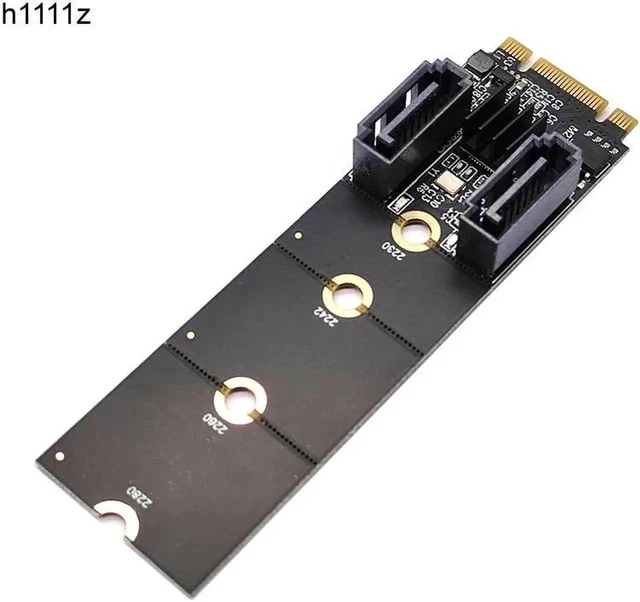 Alt view image 5 of 5 - NGFF M2 NVME to SATA3.0 6Gb Card Adapter M.2 Key-M PCIE NVME to Dual SATA 3.0 Expanion Card Riser Converter JMB582 PCIE 3.0 Chip