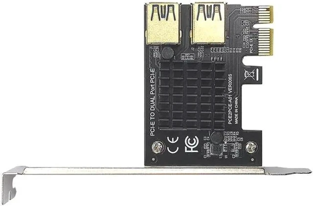 Alt view image 2 of 4 - PCIE PCI-E PCI Express Riser Card 1x to 16x 1 to 2 USB 3.0 Slot Multiplier Hub Adapter Riser For Bitcoin Mining Miner BTC Device