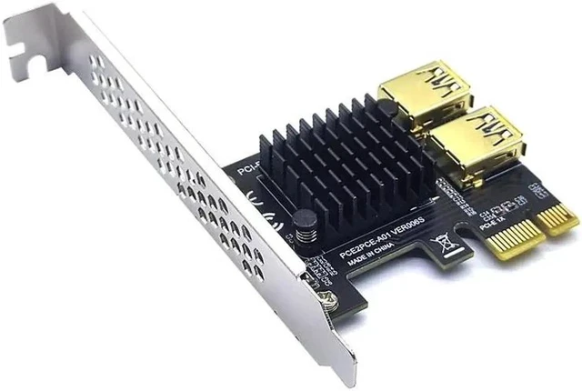 Alt view image 3 of 4 - PCIE PCI-E PCI Express Riser Card 1x to 16x 1 to 2 USB 3.0 Slot Multiplier Hub Adapter Riser For Bitcoin Mining Miner BTC Device