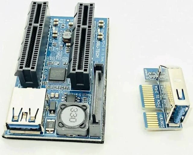 Alt view image 2 of 6 - Add On Card PCIE Riser Card Adapter PCI Express USB 3.0 Raiser Riser PCI-E Extender PCIE X1 to Dual Port PCI E X4 Expansion Card