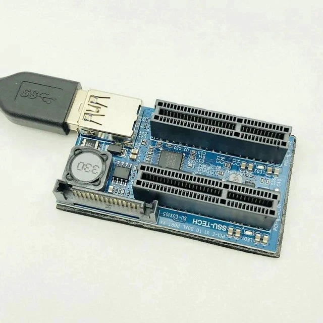 Alt view image 5 of 6 - Add On Card PCIE Riser Card Adapter PCI Express USB 3.0 Raiser Riser PCI-E Extender PCIE X1 to Dual Port PCI E X4 Expansion Card