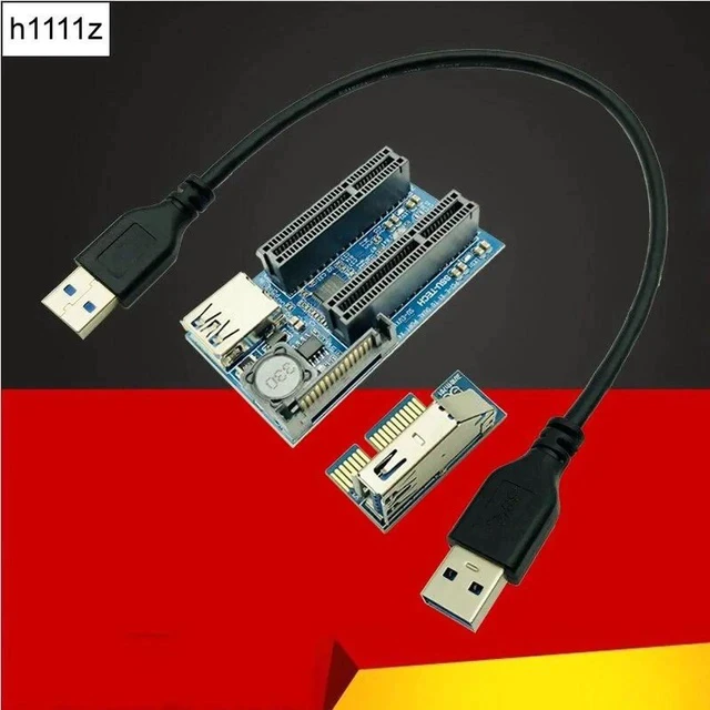 Alt view image 6 of 6 - Add On Card PCIE Riser Card Adapter PCI Express USB 3.0 Raiser Riser PCI-E Extender PCIE X1 to Dual Port PCI E X4 Expansion Card