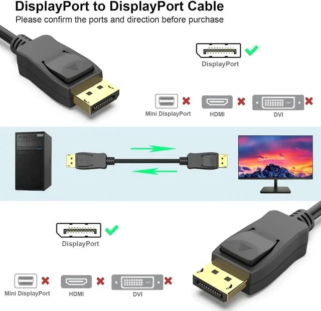 Alt view image 5 of 5 - DisplayPort to DP 4K 60Hz 3 Feet Cable, DisplayPort to Display Port Male to Male Cable Gold-Plated Cord