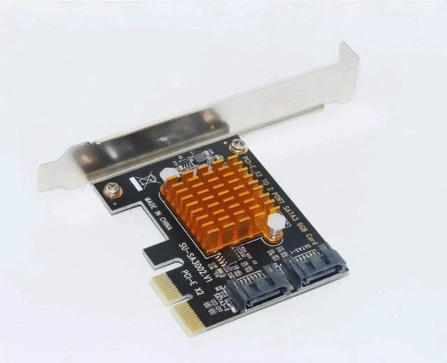 Alt view image 4 of 6 - ASMedia1062 PCIe PCI Express to SATA 3.0 Card with Bracket 2 Port SATA III 6Gbps Adapter Big Heatsink for PC SSD HDD IPFS Mining