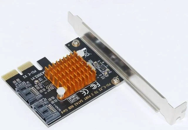 Alt view image 5 of 6 - ASMedia1062 PCIe PCI Express to SATA 3.0 Card with Bracket 2 Port SATA III 6Gbps Adapter Big Heatsink for PC SSD HDD IPFS Mining