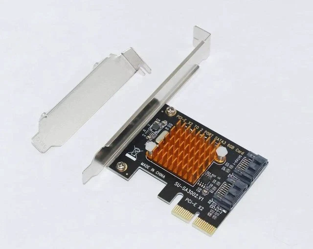 Alt view image 6 of 6 - ASMedia1062 PCIe PCI Express to SATA 3.0 Card with Bracket 2 Port SATA III 6Gbps Adapter Big Heatsink for PC SSD HDD IPFS Mining