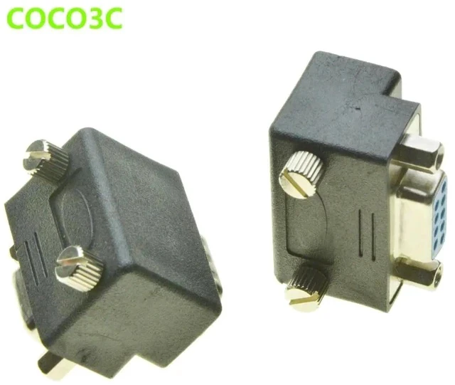 Alt view image 2 of 4 - Right Angle DB9 Adapter 9PIN RS232 Male to Female Extension Cable with screws pannel 90 Degree Connector