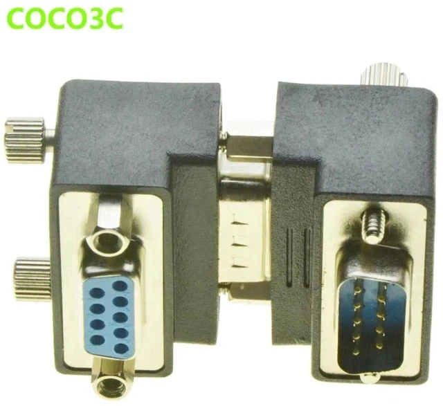 Alt view image 3 of 4 - Right Angle DB9 Adapter 9PIN RS232 Male to Female Extension Cable with screws pannel 90 Degree Connector