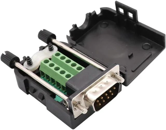 Main image of DB9 Screw Terminal Block Adapter D-SUB 9-pin RS232 Male to 9+1 Pin/Way Female Serial Terminal Breakout Board Connector Signal Module with case (2Pcak/Male)