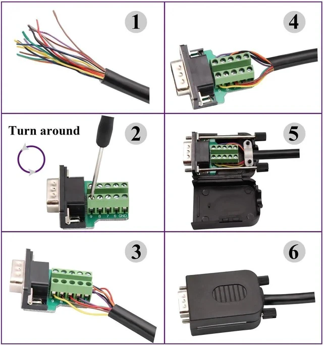 Alt view image 5 of 7 - DB9 Screw Terminal Block Adapter D-SUB 9-pin RS232 Male to 9+1 Pin/Way Female Serial Terminal Breakout Board Connector Signal Module with case (2Pcak/Male)