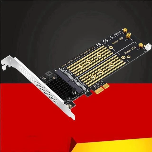 Main image of Add On Cards PCIe To M2 NVME Adapter Card PCIe X1 2Port NVME M Key SSD Converter M.2 PCI Express X1 Adapter Expansion Card Riser