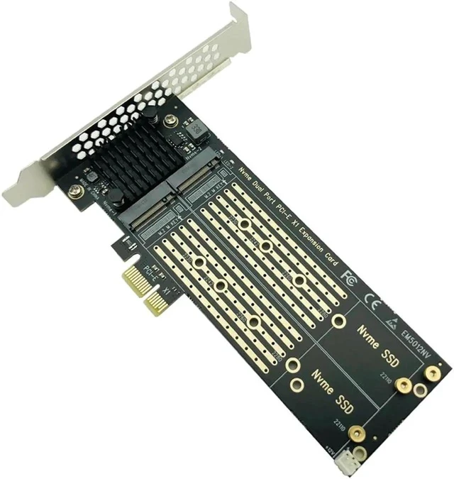 Alt view image 3 of 6 - Add On Cards PCIe To M2 NVME Adapter Card PCIe X1 2Port NVME M Key SSD Converter M.2 PCI Express X1 Adapter Expansion Card Riser