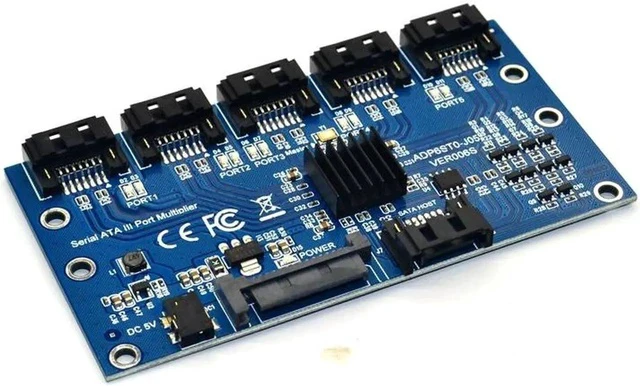 Alt view image 2 of 4 - 1 to 5 SATA3.0 Port Multiplier Card Adapter SATA3.0 6Gbps SSD HDD Covnerter Riser Card for Motherboard Support PM Expansion Card