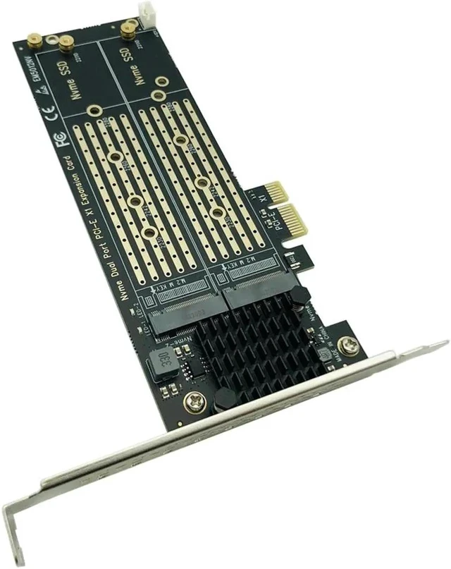 Alt view image 6 of 6 - Add On Cards PCIe To M2 NVME Adapter Card PCIe X1 2Port NVME M Key SSD Converter M.2 PCI Express X1 Adapter Expansion Card Riser
