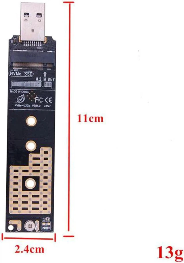 Alt view image 2 of 5 - M.2 NVME to USB Adapter M-Key M.2 NGFF NVME to USB 3.1 Card Reader 10Gbps M.2 USB Adapter for Windows XP 7 8 10, MAC OS