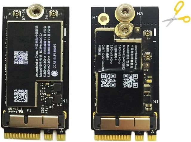 Alt view image 3 of 5 - WiFi Adapter BCM94360CS2 BCM943224PCIEBT2 12+6Pin Wireless Card to NGFF Key A/E M2 WiFi Cards Wi Fi Adapter Network Card For Mac