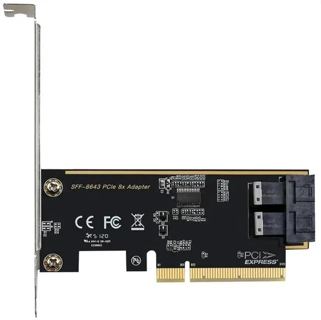 Main image of PCIE 8X to 2 Ports U.2 Adapter Card SFF8643 Dual NVMe SSD PCIE X8 Expansion Card SFF8643 U2 Adapter-AB01