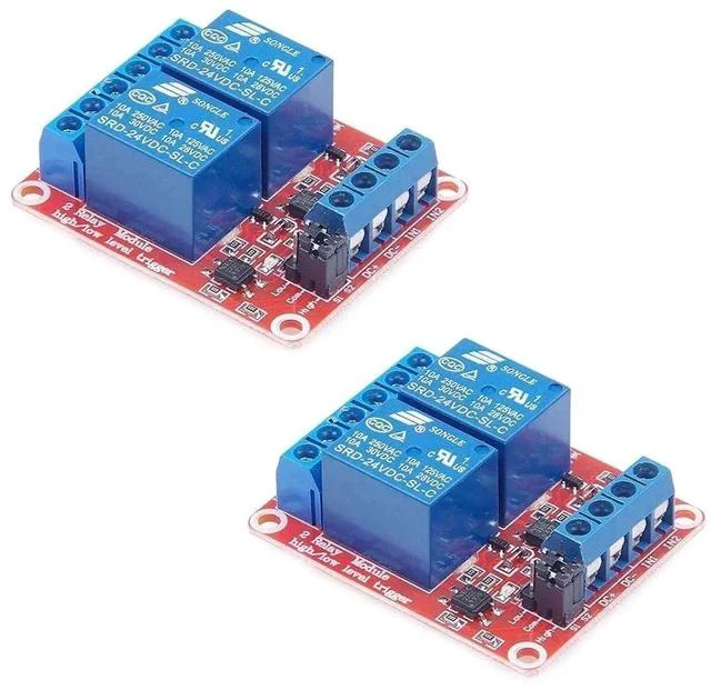 Main image of 2pcs DC 24V 2 Channel Relay Module with Isolated Optocoupler High and Low Level H/L Level Trigger Module Triggered by DC 24V