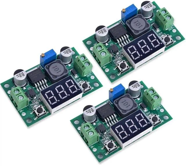 Main image of 3PCS LM2596 DC-DC Buck Power Converter Module, Adjustable Voltage Regulator 4-40V to 1.25-37V Buck Converter with LED Voltmeter Display