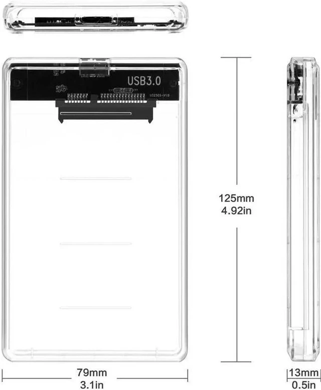 Alt view image 4 of 7 - 2.5" External Hard Drive Enclosure, SATA III to USB Type-C for HDD/SSD - Tool Free Installation, Transparent Design, Supports UASP and up to 2TB - Clear