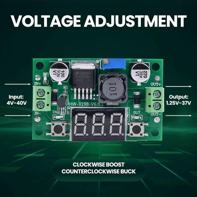 Alt view image 3 of 7 - 3PCS LM2596 DC-DC Buck Power Converter Module, Adjustable Voltage Regulator 4-40V to 1.25-37V Buck Converter with LED Voltmeter Display