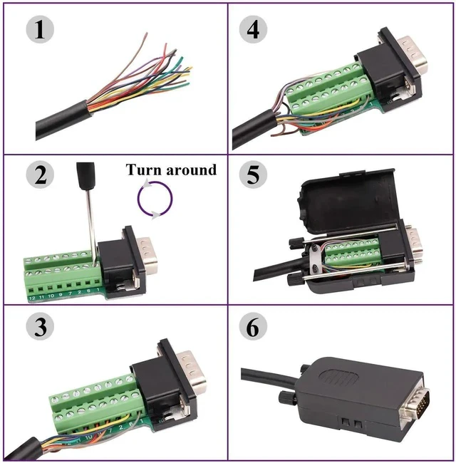 Alt view image 6 of 7 - VGA Screw Terminal Block Adapter D-SUB 15 Pin 3 Row DB15 VGA Male to 16 Pin/Way Female Serial Terminal Breakout Board Connector Signal Module with case (2Pcak/Male)