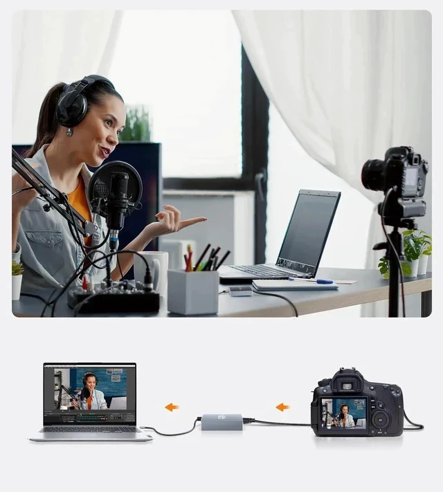 Alt view image 2 of 7 - 4K HDMI Video Capture Card with Microphone HDMI Loop-Out, 1080P 60FPS Game Capture Card for Live Streaming, HDMI Capture Card Compatible with Nintendo Switch, PS5/4 PC, Xbox One