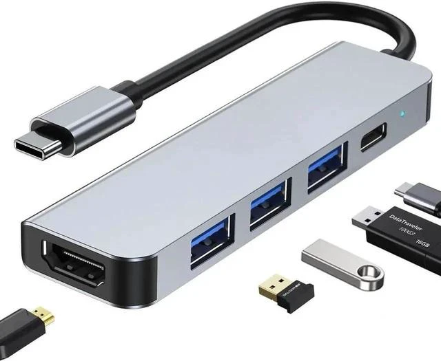 Main image of USB C Hub, 5 in 1 USB C to 4K HDMI Splitter, USB 3.0, 2*USB 2.0, 4K HDMI Port, PD 100W Charging, for iPad Pro MacBook Pro Laptops and More