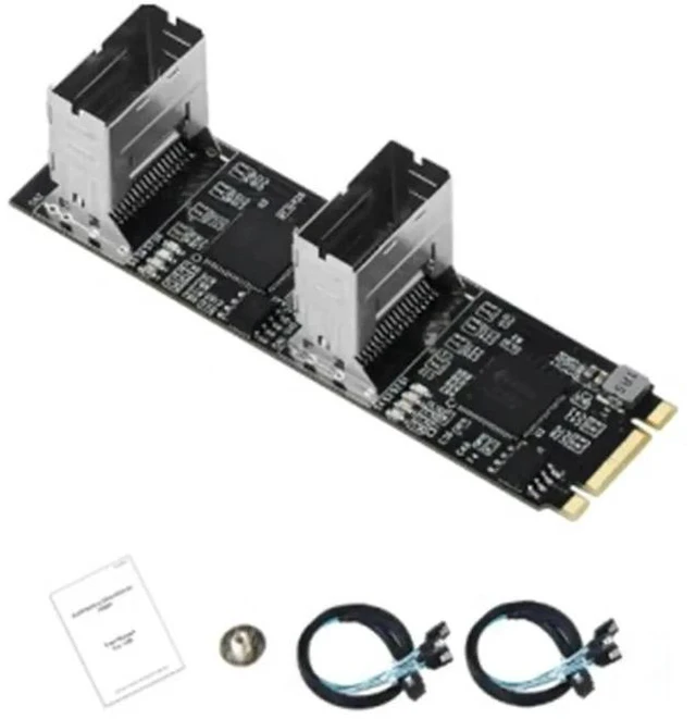 Main image of M.2 to SATA Card PCI Express 3.0 M2 to SATA Multiplier Adapter 8 Port SATA 3 6Gbps Controllers B+M Key-AB01