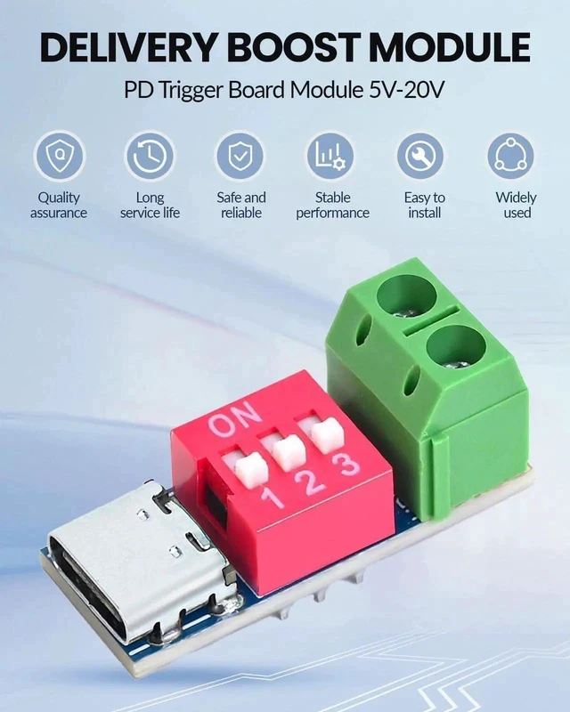 Alt view image 5 of 7 - 4PCS USB-C PD/QC Fast Charge Trigger Module & Decoy Board - Dual-Port Voltage selector (5V/9V/12V/20V Output) Charger Power Delivery Boost Module