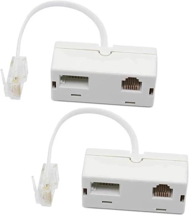 Main image of 2 PACK RJ45 to BT RJ11 Secondary Telephone Splitter 2 Way Female to Male Adapter Converter Line Cables Telephone Plug Socket Connector Ethernet For Landline