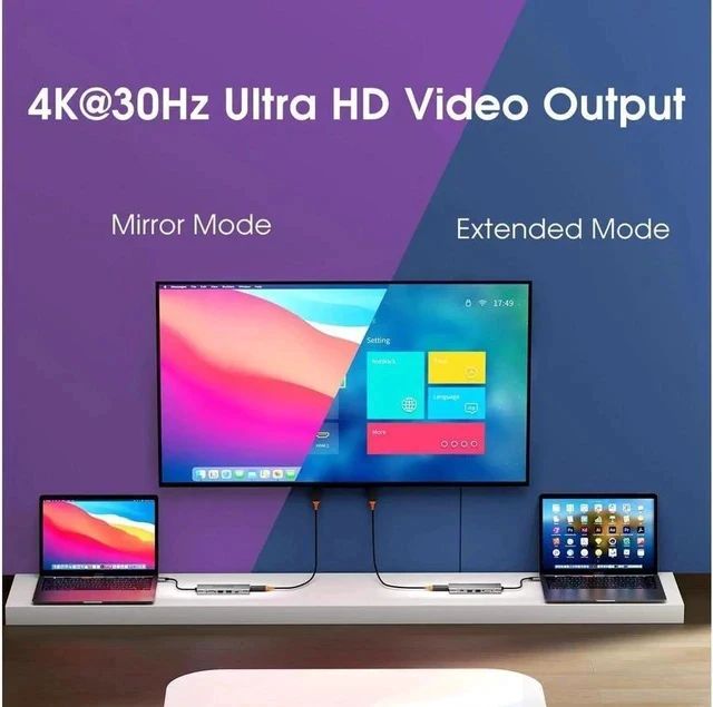 Alt view image 6 of 7 - USB C Docking Station, 8 in 1 USB C Hub with 10Gbps M.2 PCIe/SATA SSD Enclosure, 4K HDMI, 100W PD, 10Gbps USB C/USB-A Gen 3.2/3.1, SD/TF, USB-A Port for Windows, Mac OS USB-C Laptop