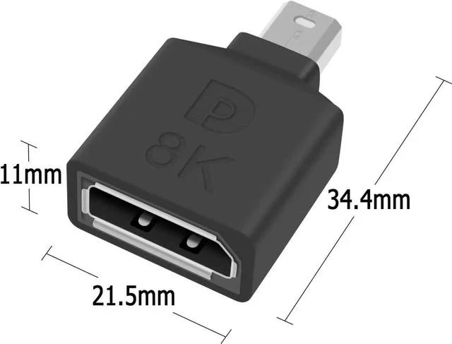 Alt view image 2 of 7 - Mini Displayport to Displayport Adapter, 8k Mini DP to DP Adapter Bi-Directional Mini Displayport Male to Displayport Female Extention Adapter for Laptop PC TV Gaming Monitor, 2pack