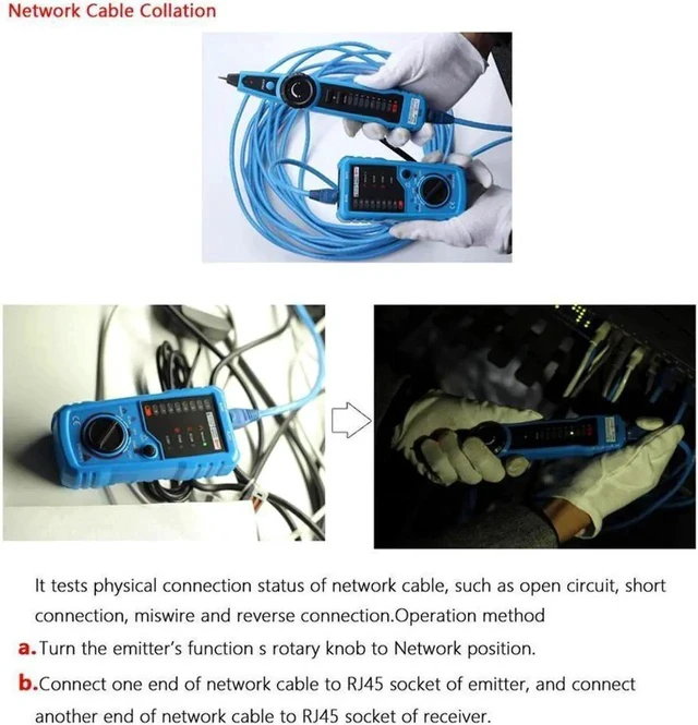 Alt view image 4 of 6 - 1PCS RJ11 RJ45 Cat5 Cat6 Telephone Wire Tracker Tracer Toner Ethernet LAN Network Cable Tester Detector Line Finder
