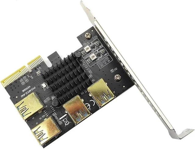 Alt view image 2 of 3 - PCIE 1 to 4 Riser Card PCIE To PCIE Adapter 1 Turn 4 PCI Express Slot X4 to X16 USB3.0 Riser Card Converter For BTC Miner Mining