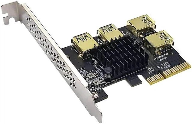Alt view image 3 of 3 - PCIE 1 to 4 Riser Card PCIE To PCIE Adapter 1 Turn 4 PCI Express Slot X4 to X16 USB3.0 Riser Card Converter For BTC Miner Mining