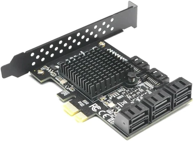 Alt view image 2 of 2 - Ruth's sister 88SE9215 Chip 8 Ports SATA 3.0 To Pcie Expansion Card PCI Express SATA Adapter SATA 3 Converter With Heat Sink For HDD