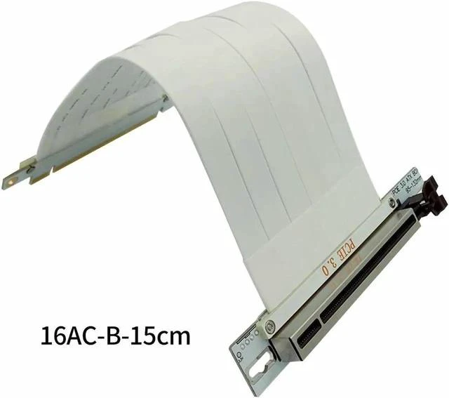 Main image of Full Speed PCI-e 3.0 16X PCIE X16 Graphics Card Extension Cable for GPU AI Server ATX ITX Chassis PC Case Compatible with NR200(White 90 degree 15cm)