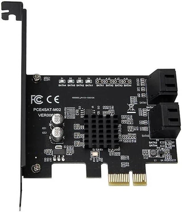 Alt view image 5 of 5 - 4 Ports SATA 3.0 Card PCI-E SATA Card PCIe 1X Cards PCI Express to SATA 3.0 Expansion Adapter for HDD SSD IPFS Mining Controller